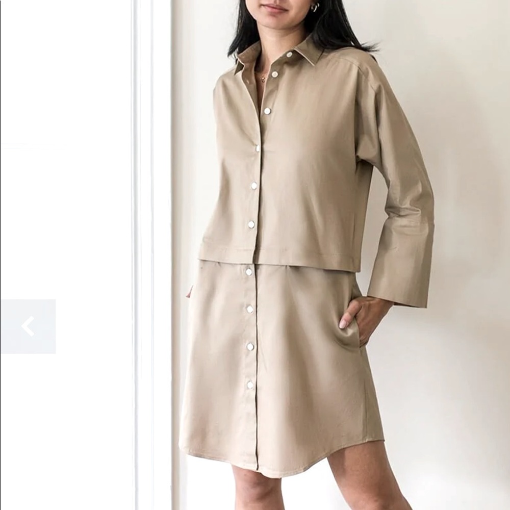 Vetta Capsule Limited Edition Shirt Dress in Beige
